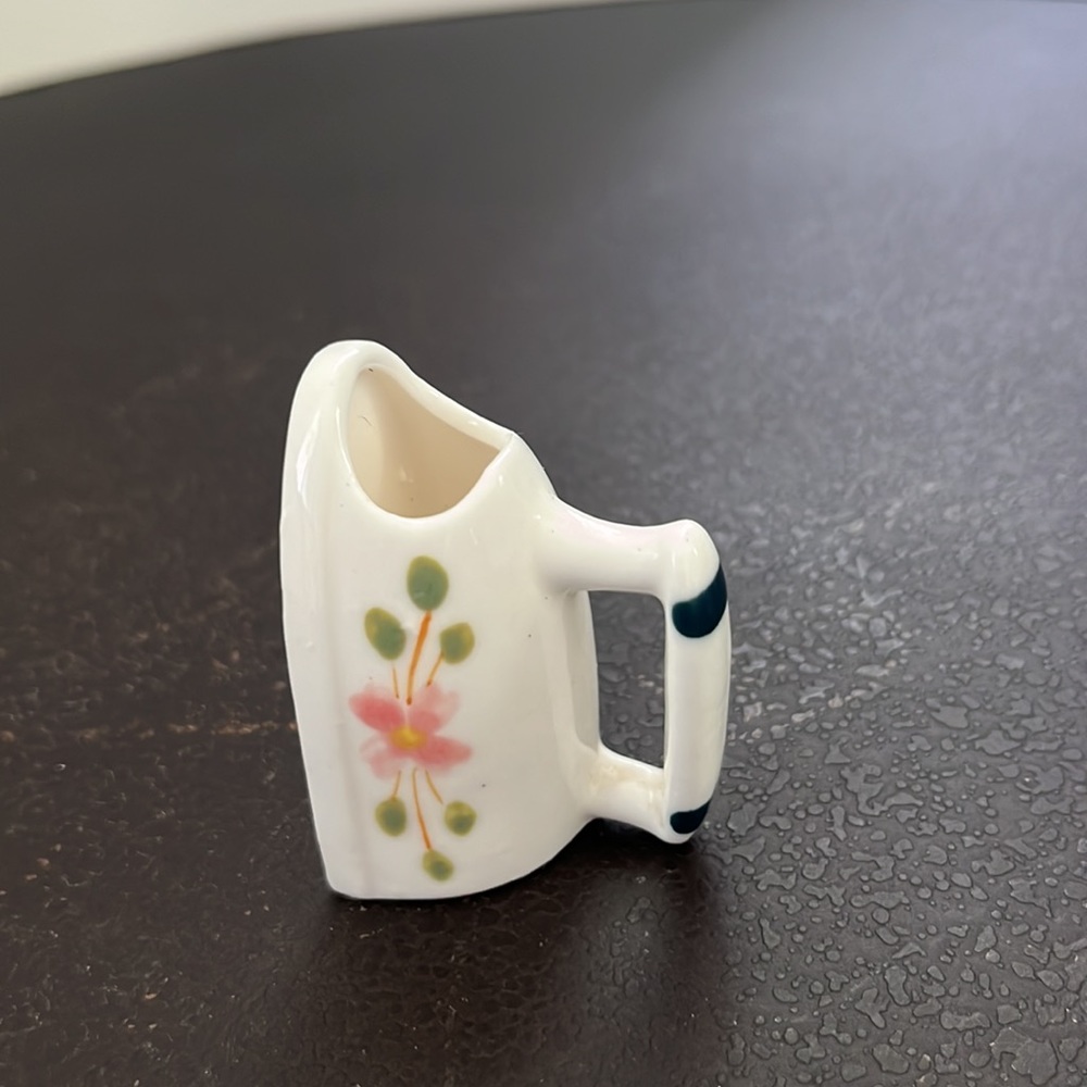Vintage Toothpick Holder/ Needle Holder, Floral Bone China Iron